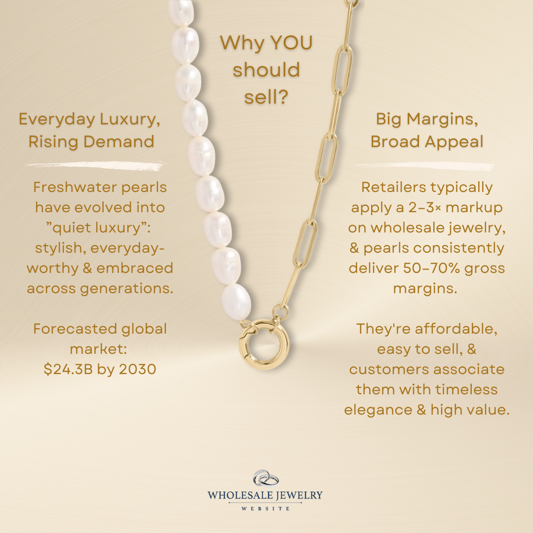 18K Gold PVD Stainless Steel Freshwater Pearl Charm Holder Necklace / CHN0100