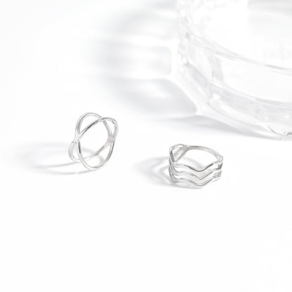 18K Gold PVD Stainless Steel Atomic X Geometric Ring / KSS0006