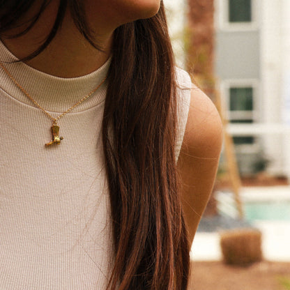 18K Gold PVD Stainless Steel Cowboy Boot Pendant / PDL9020