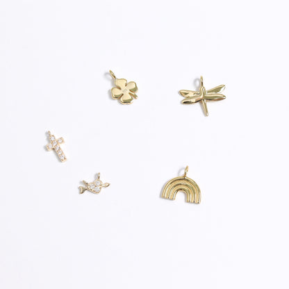 14K Solid Gold Diamond Cross Charm for Permanent Jewelry / PMJ1023