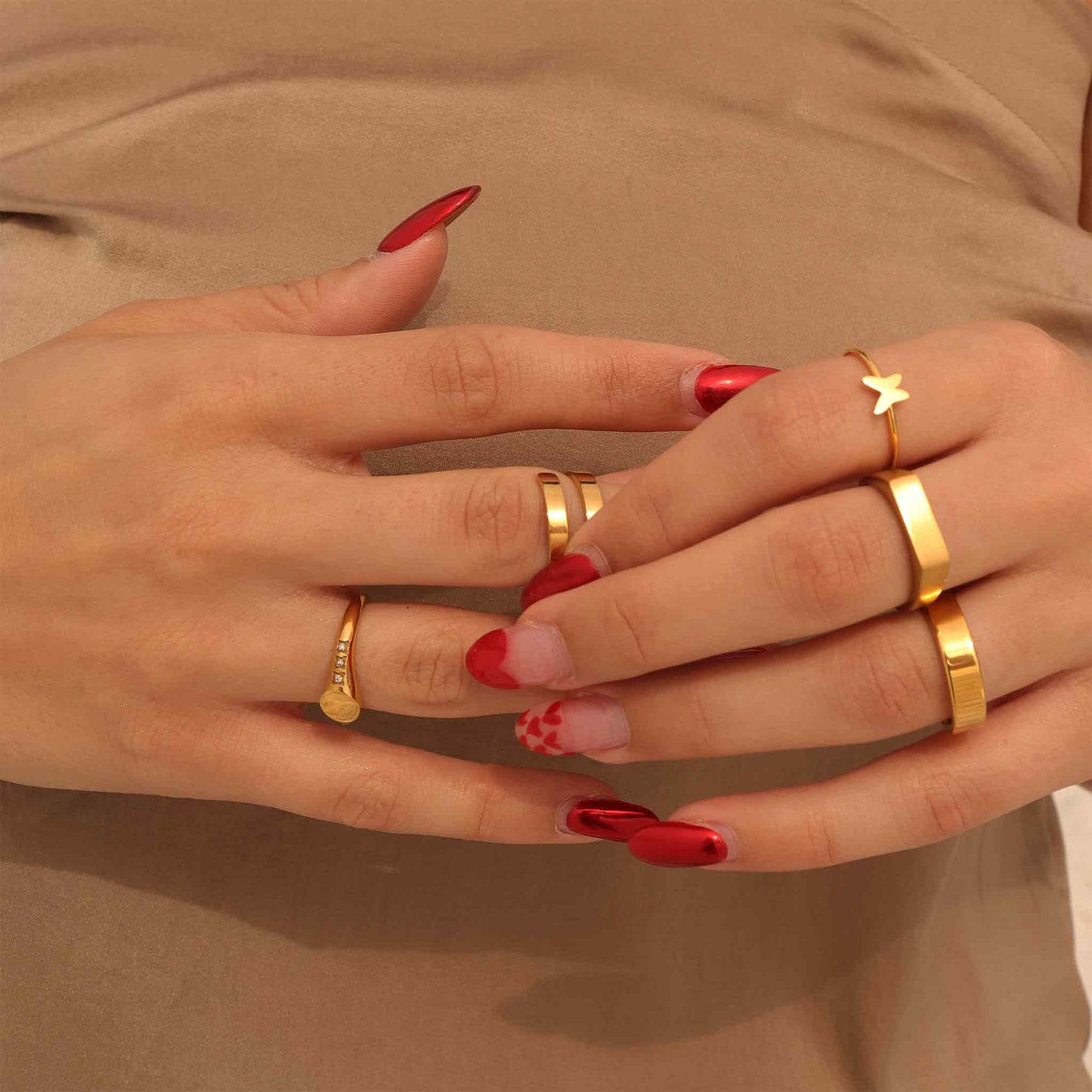 18K Gold PVD Stainless Steel Blank Engravable CZ Round Signet Ring / ESR0003