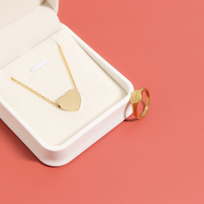 18K Gold PVD Stainless Steel Blank Heart Necklace / SBB0250