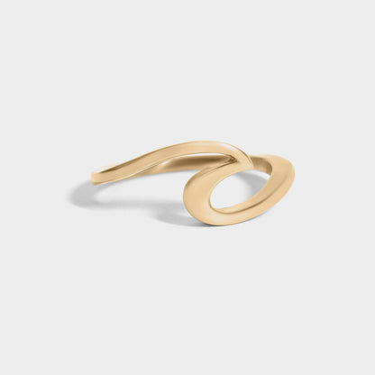 Stainless Steel 18K Gold PVD Coated Wave Ring / SCR4122