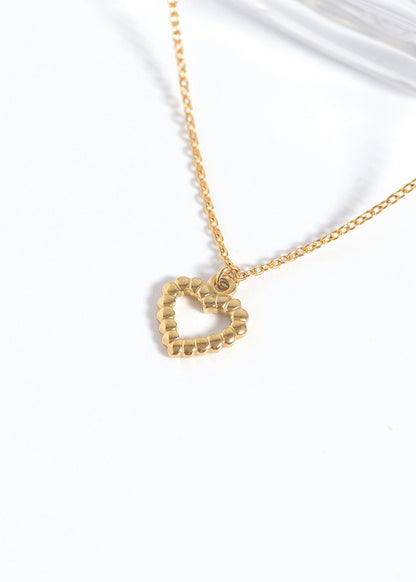 18K Gold PVD Stainless Steel Textured Heart Charm / PDL0113