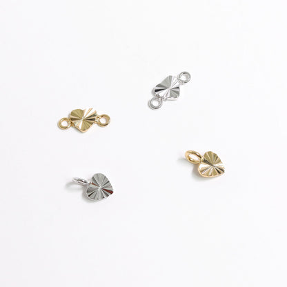 .925 Sterling Silver Sunburst Heart Connector Charm for Permanent Jewelry / PMJ1020