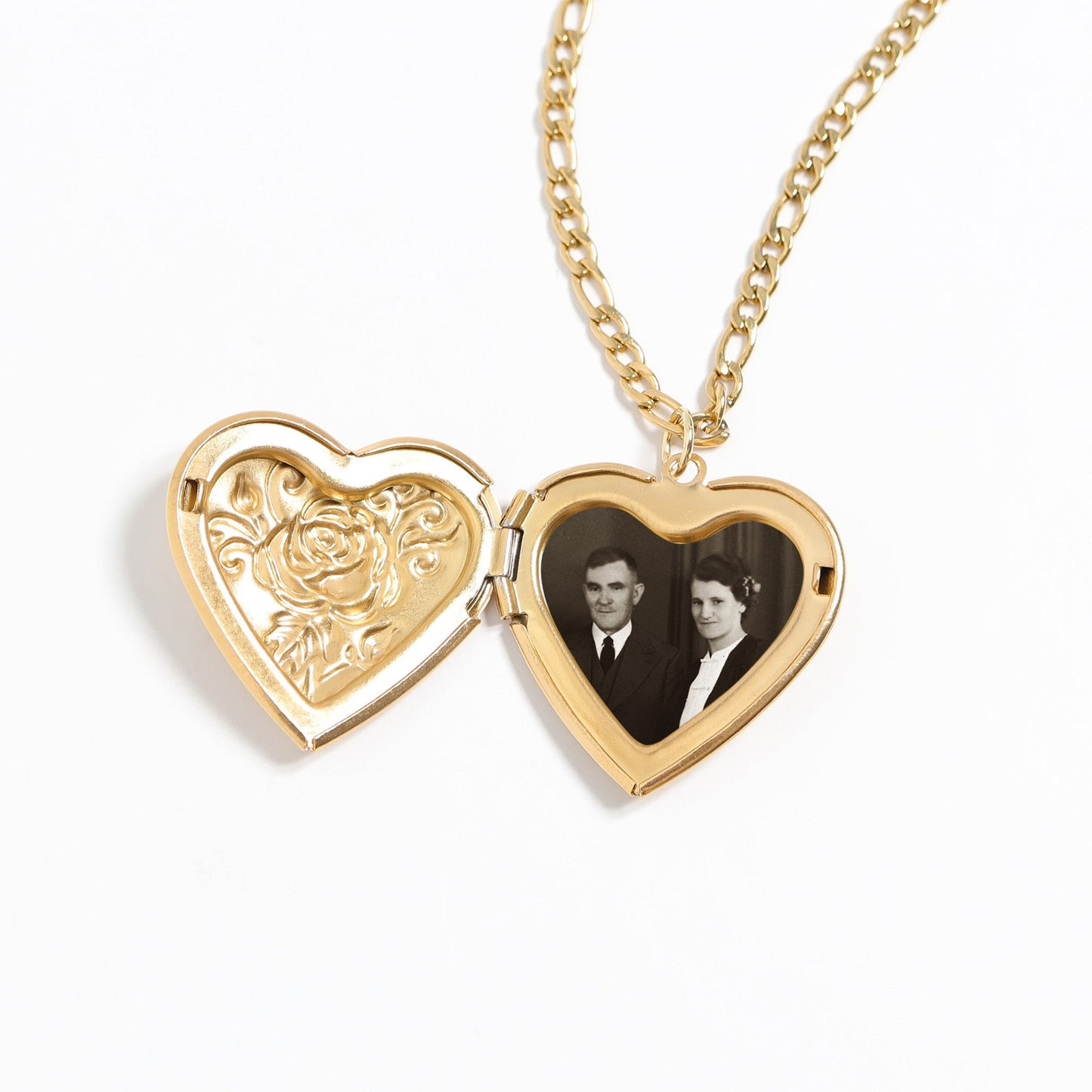 18K Gold PVD Stainless Steel Rose Heart Locket / PDL0237