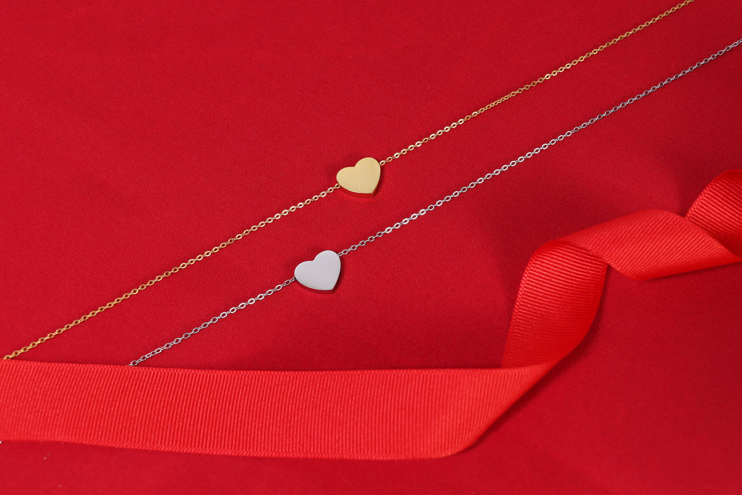 18K Gold PVD Stainless Steel Blank Heart Necklace / SBB0250