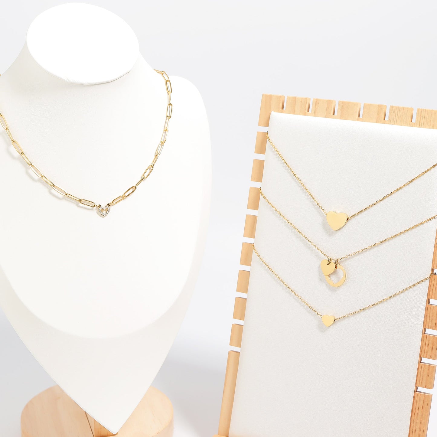 18K Gold PVD Stainless Steel Heart Cutout Necklace with 2" Extension / SBB0310