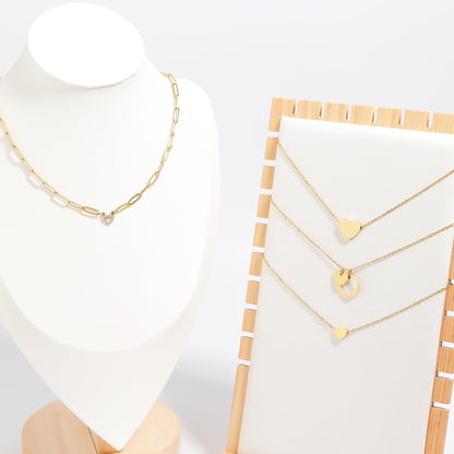 18K Gold PVD Stainless Steel Blank Heart Necklace / SBB0250