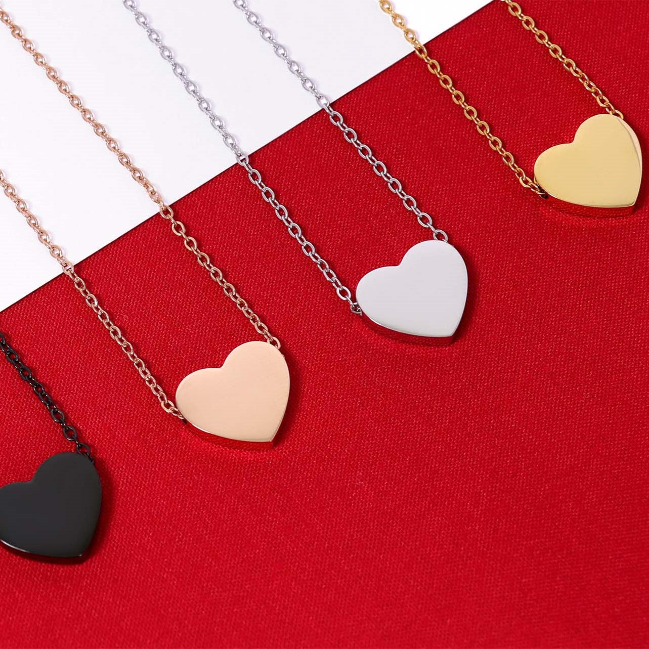 18K Gold PVD Stainless Steel Blank Heart Necklace / SBB0250