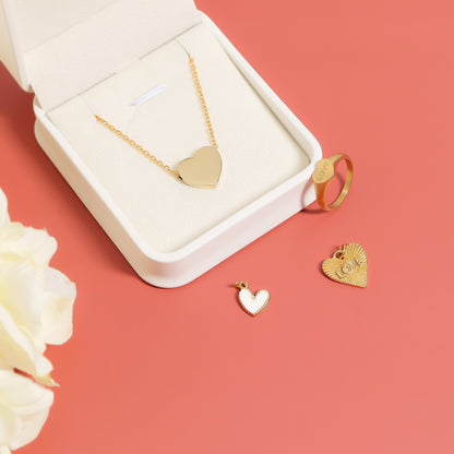 18K Gold PVD Stainless Steel Blank Heart Necklace / SBB0250