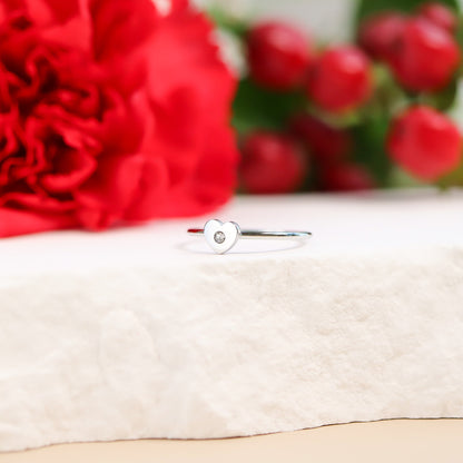 18K Gold PVD Stainless Steel CZ Stone Heart Symbol Ring / ZRJ0005