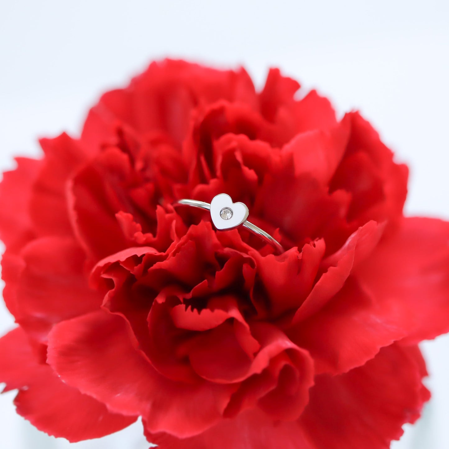 18K Gold PVD Stainless Steel CZ Stone Heart Symbol Ring / ZRJ0005