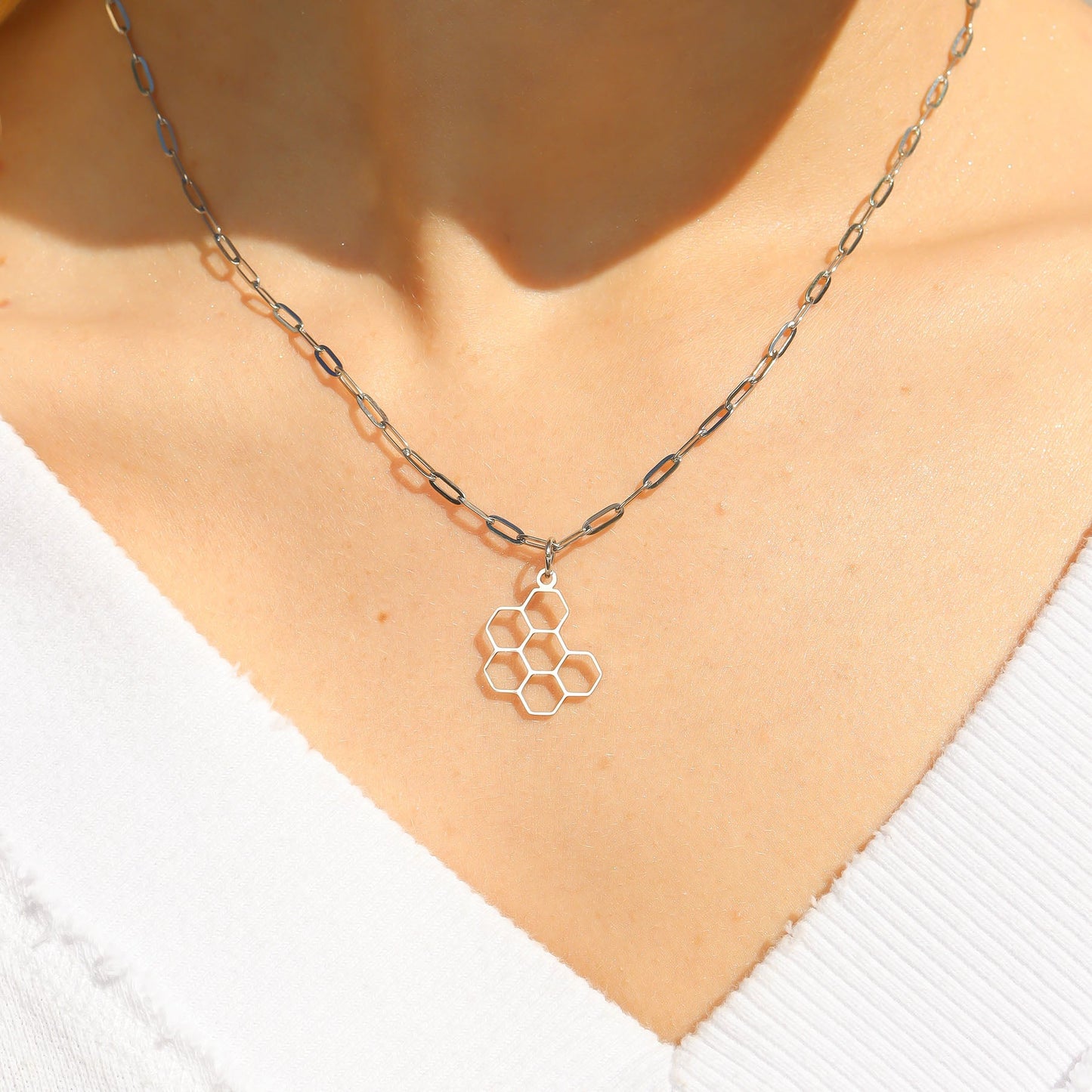 18K Gold PVD Stainless Steel Honeycomb Charm / PDL0197