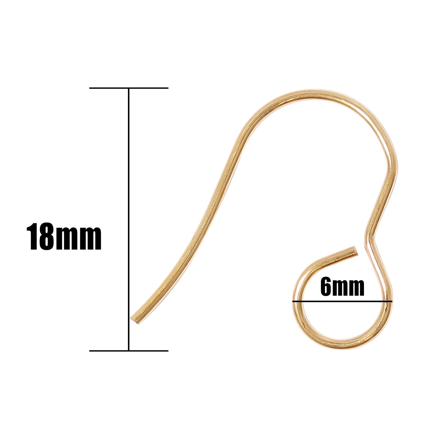 20 Pc 18K Gold PVD Stainless Steel Wire Earring Hooks / ERJ0043