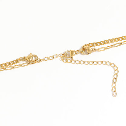 Stainless Steel 2 Row Heart & Lock Charm Necklace / CHN0069