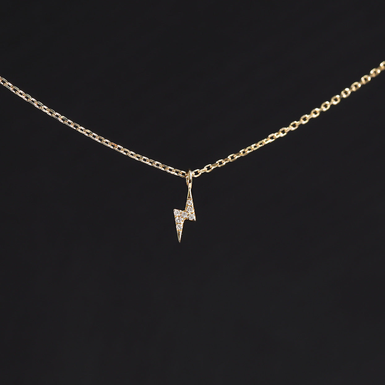 Permanent Jewelry 14K Solid Gold Diamond Lightning Bolt Charm / PMJ1012