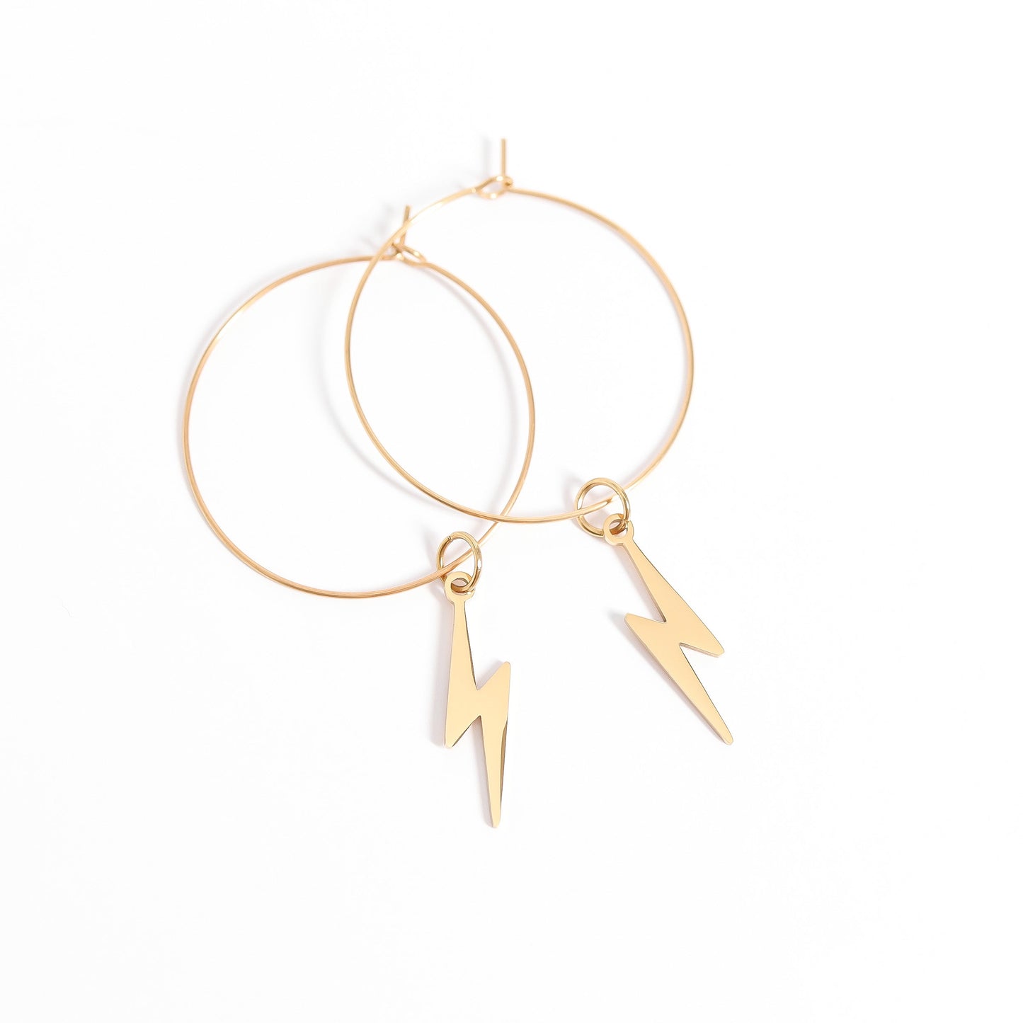 18K Gold PVD Stainless Steel Lightning Bolt Charm / PDL0195