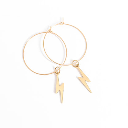 18K Gold PVD Stainless Steel Lightning Bolt Charm / PDL0195