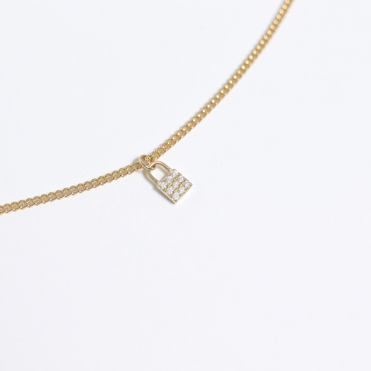 14K Solid Gold Diamond Padlock Charm for Permanent Jewelry / PMJ1021