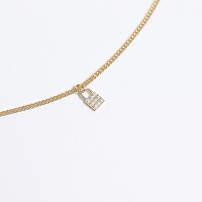 14K Solid Gold Diamond Padlock Charm for Permanent Jewelry / PMJ1021