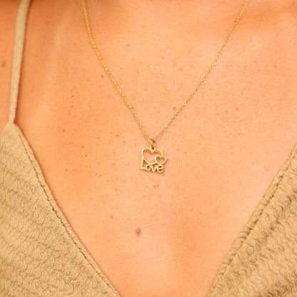 18K Gold PVD Stainless Steel Cutout Love Heart Charm / PDL0088