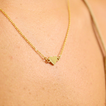 18K Gold PVD Stainless Steel "Love You" Heart Charm Connector / PDL0051