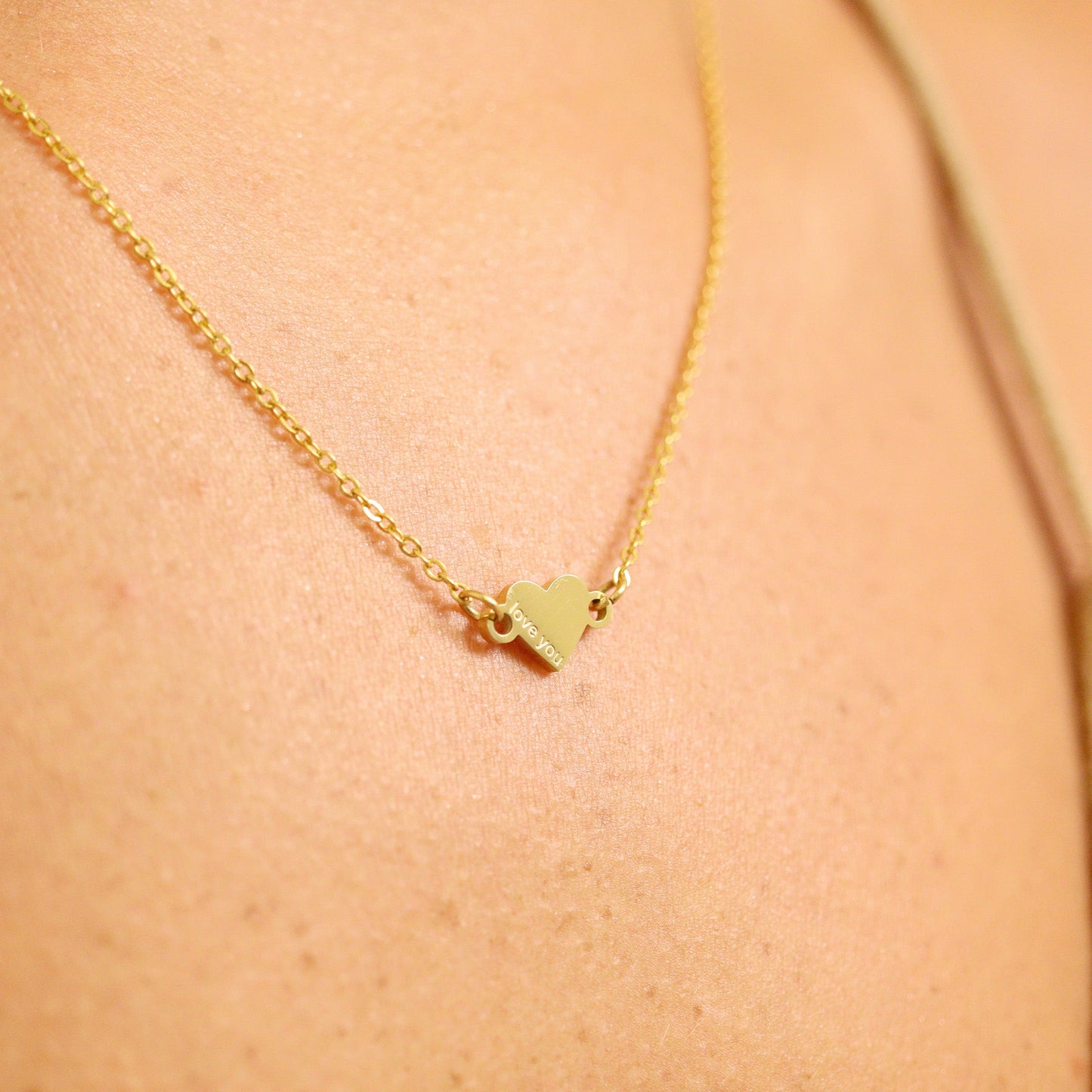 18K Gold PVD Stainless Steel Loop Connector Chain Necklace / CHN9964