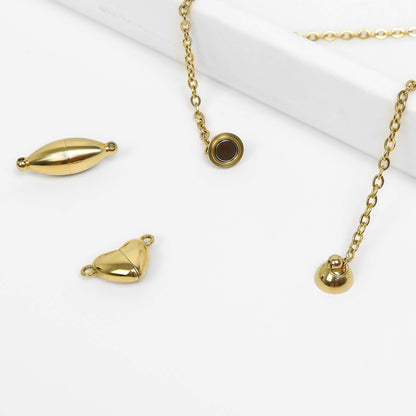 18K Gold PVD Stainless Steel Oval Magnetic Clasp / SBB0331