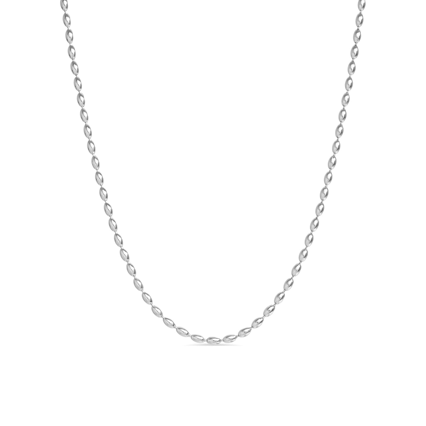 Oval Beaded Stainless Steel Necklace / NKJ0006