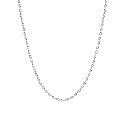 Oval Beaded Stainless Steel Necklace / NKJ0006