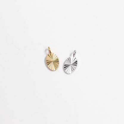 Permanent Jewelry .925 Sterling Silver Sunburst Oval Charm / PMJ1019
