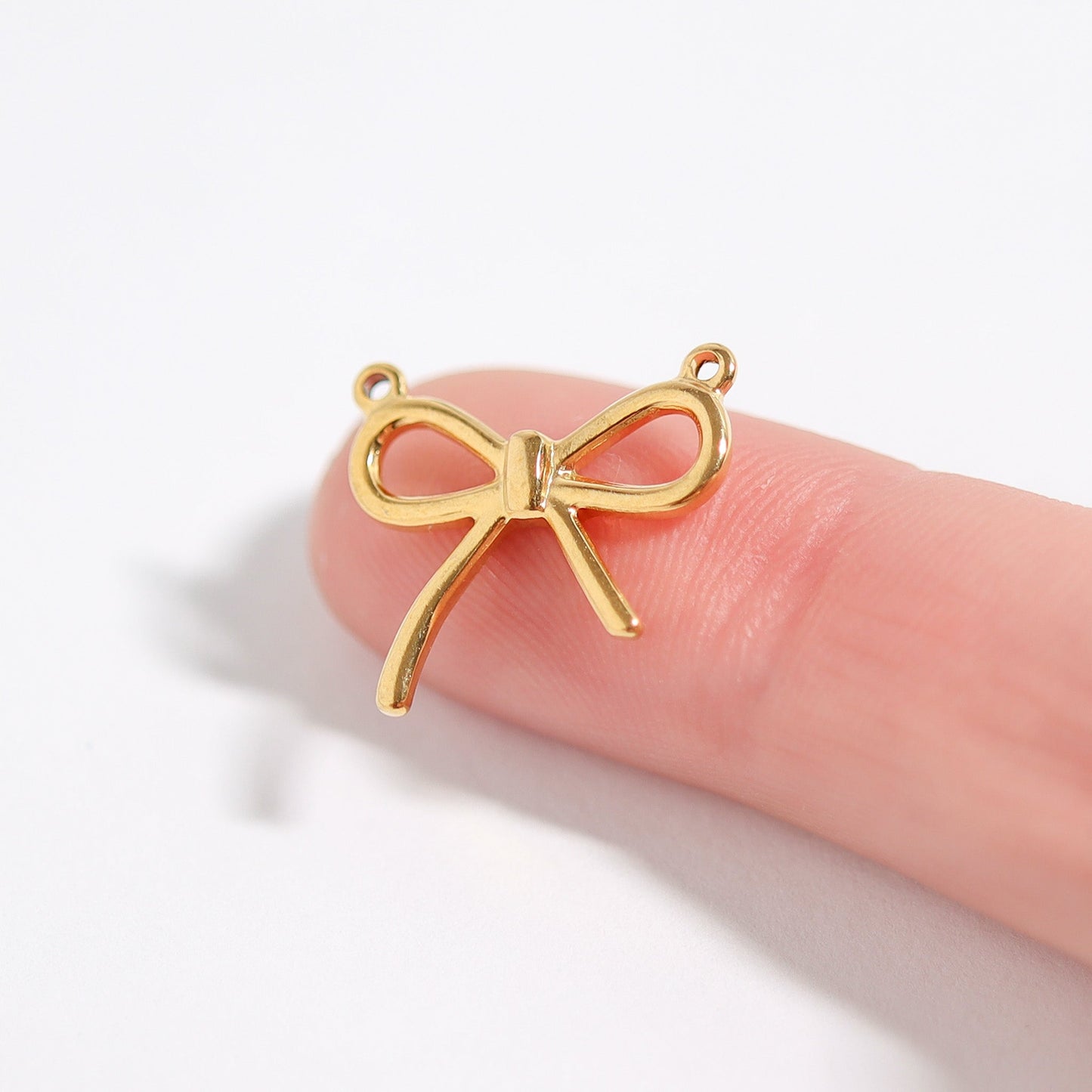 18K Gold PVD Stainless Steel Bow Connector Charm / PDL0142