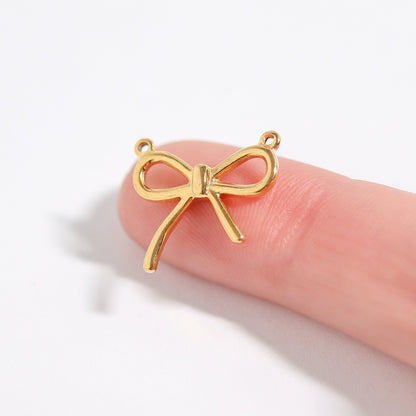 18K Gold PVD Stainless Steel Bow Connector Charm / PDL0142