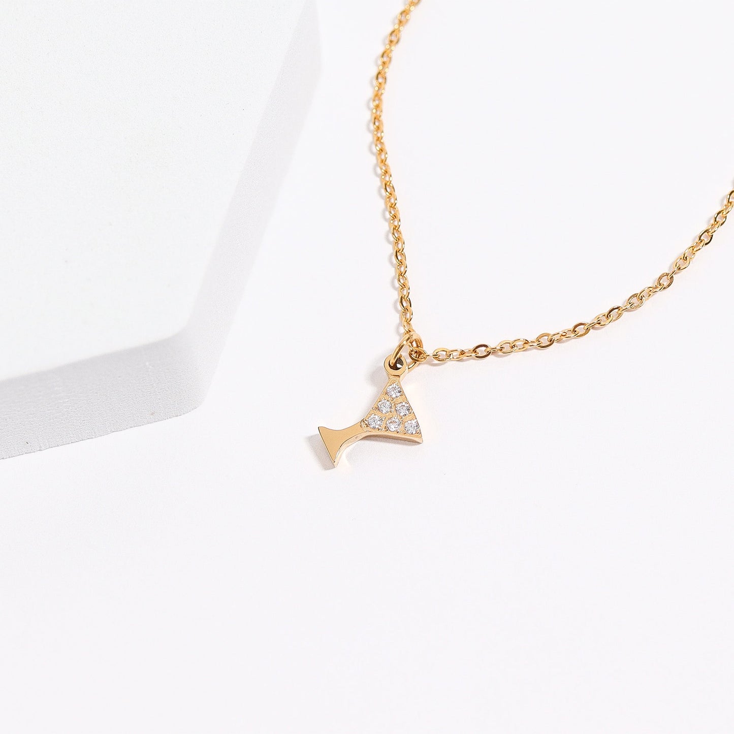 18K Gold PVD Stainless Steel CZ Martini Glass Charm / PDL0145