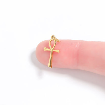 18K Gold PVD Stainless Steel Small Ankh Charm / PDL0257