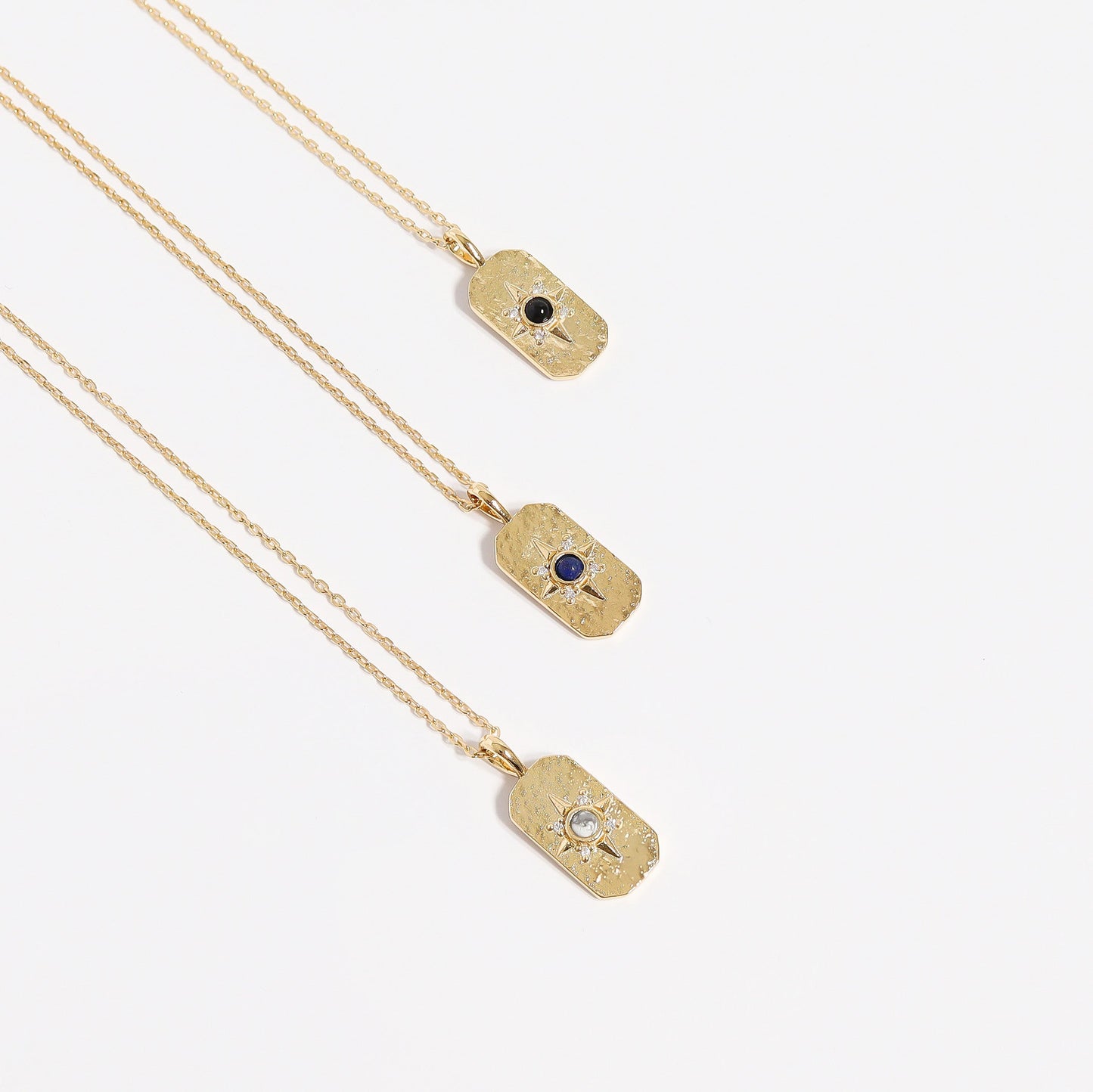 14K Gold Plated Sterling Silver Semi Precious Compass Star Necklace / PMJ0028