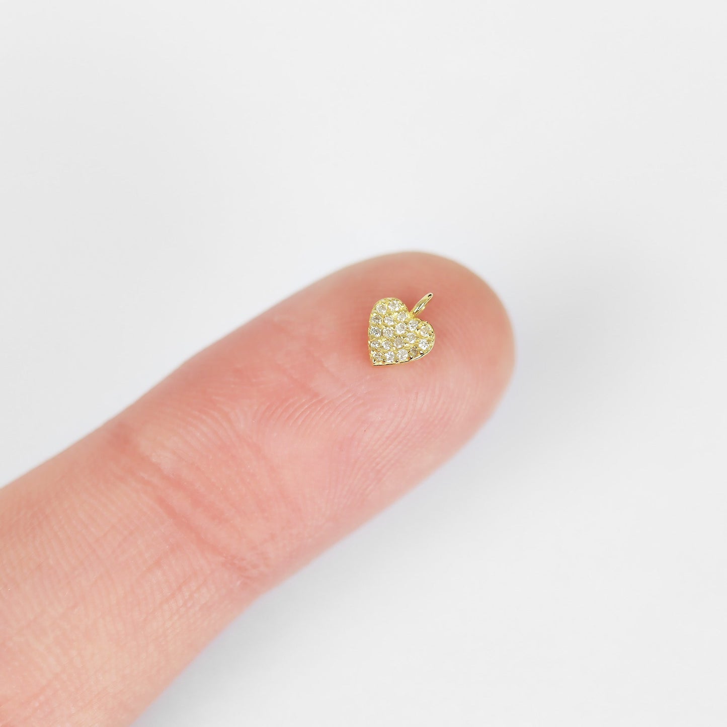 Permanent Jewelry 14K Solid Gold Diamond Heart Charm / PMJ1001