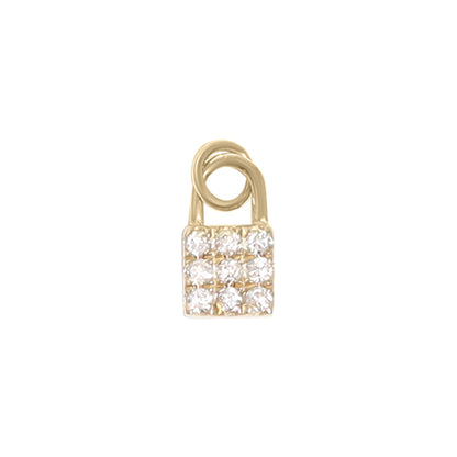 14K Solid Gold Diamond Padlock Charm for Permanent Jewelry / PMJ1021