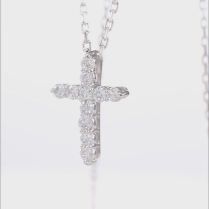 Halskette mit Kreuzanhänger aus 14K Massivgold und Diamanten (Zierlich)