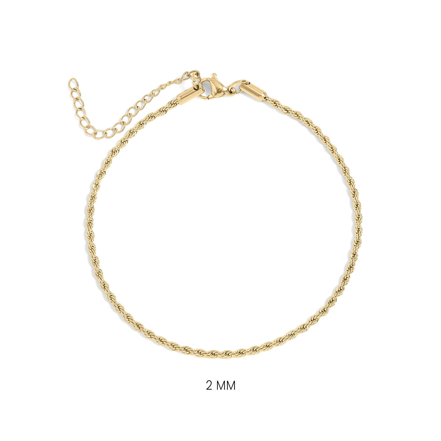 18K Gold PVD Stainless Steel Rope Chain Bracelet/Anklet / BRJ1000
