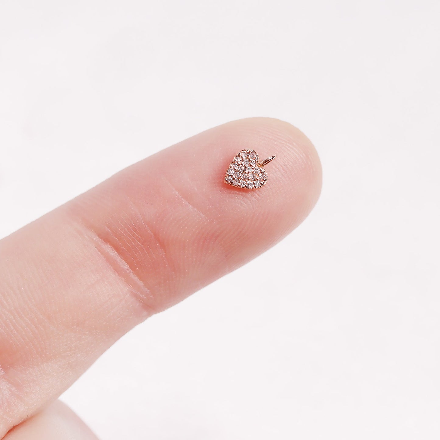 Permanent Jewelry 14K Solid Rose Gold Diamond Heart Charm / PMJ2001