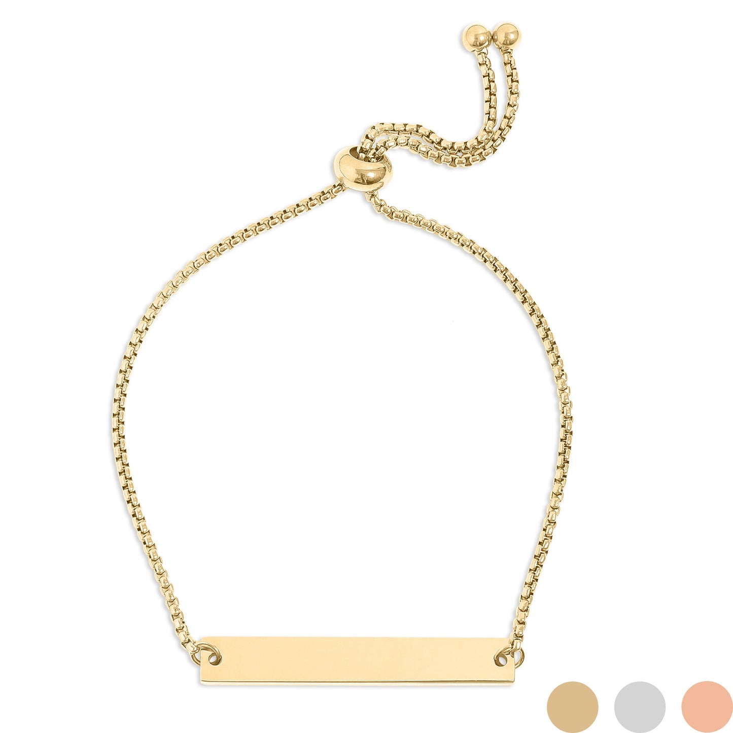 18K Gold PVD Stainless Steel Flat Adjustable Blank Bar Bracelet / SBB0129