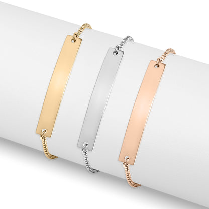 18K Gold PVD Stainless Steel Adjustable Curved Blank Bar Bracelet / SBB0145