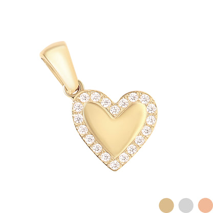 18K Gold PVD Stainless Steel CZ Heart Charm / SBB0289