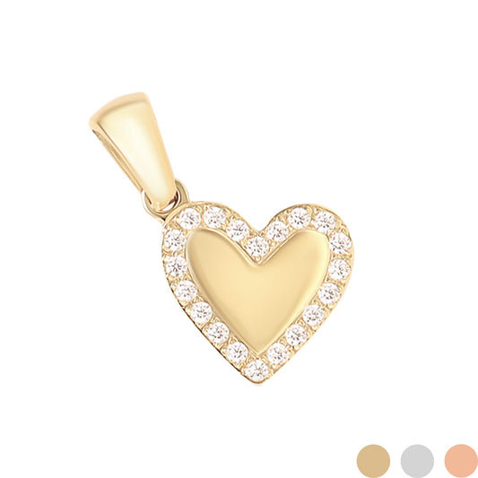 18K Gold PVD Stainless Steel CZ Heart Charm / SBB0289