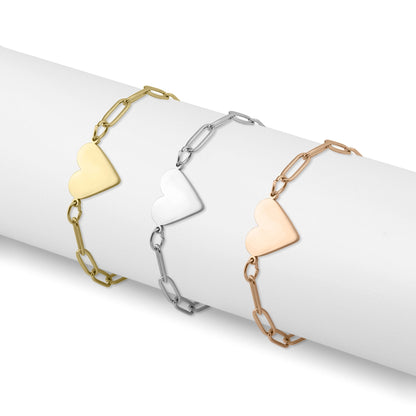 18K Gold PVD Stainless Steel Paperclip Heart Bracelet / SBB0303