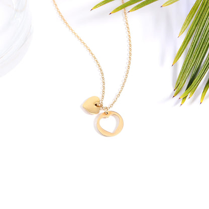 18K Gold PVD Stainless Steel Heart Cutout Necklace with 2" Extension / SBB0310