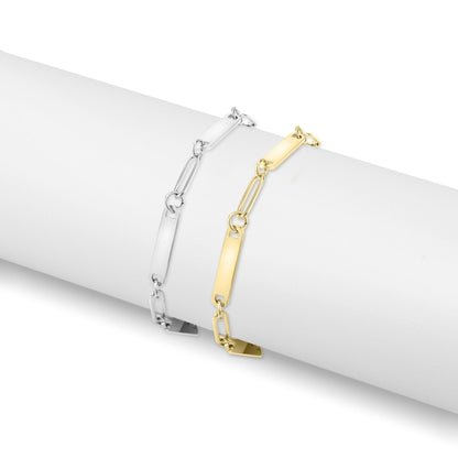 18K Gold PVD Stainless Steel Engravable Paperclip 3 Bar Bracelet / SBB0315