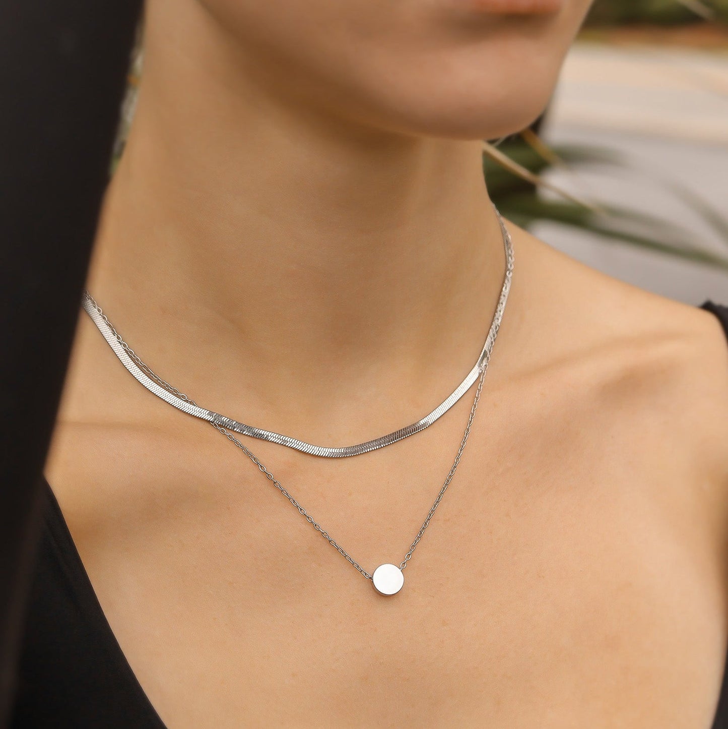 18K Gold PVD Stainless Steel Mini Circle Necklace / SBB0344